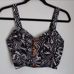 Black Tribal Crop Top